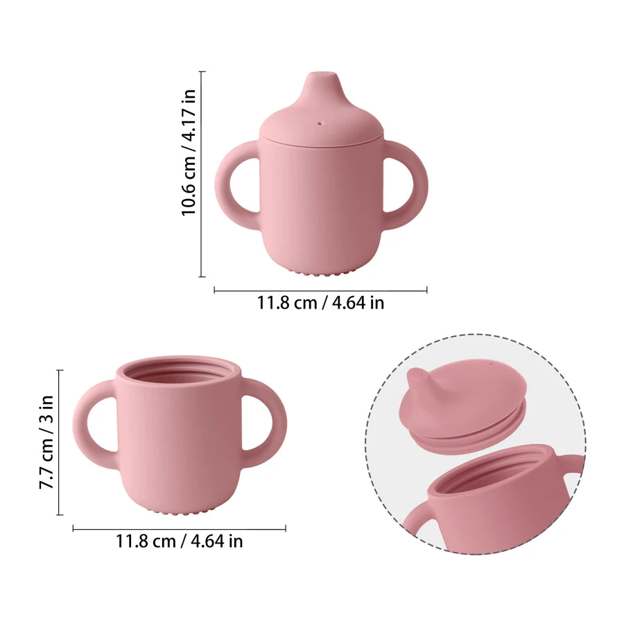 Silicone Baby Training Cup with Handle – 180ml Infant Drinking Cup