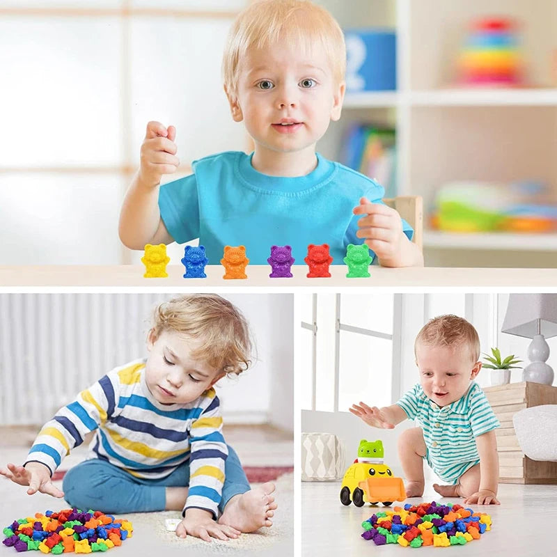 Counting Bears Sorting Toy with Bowls & Tweezers for Preschool Learning