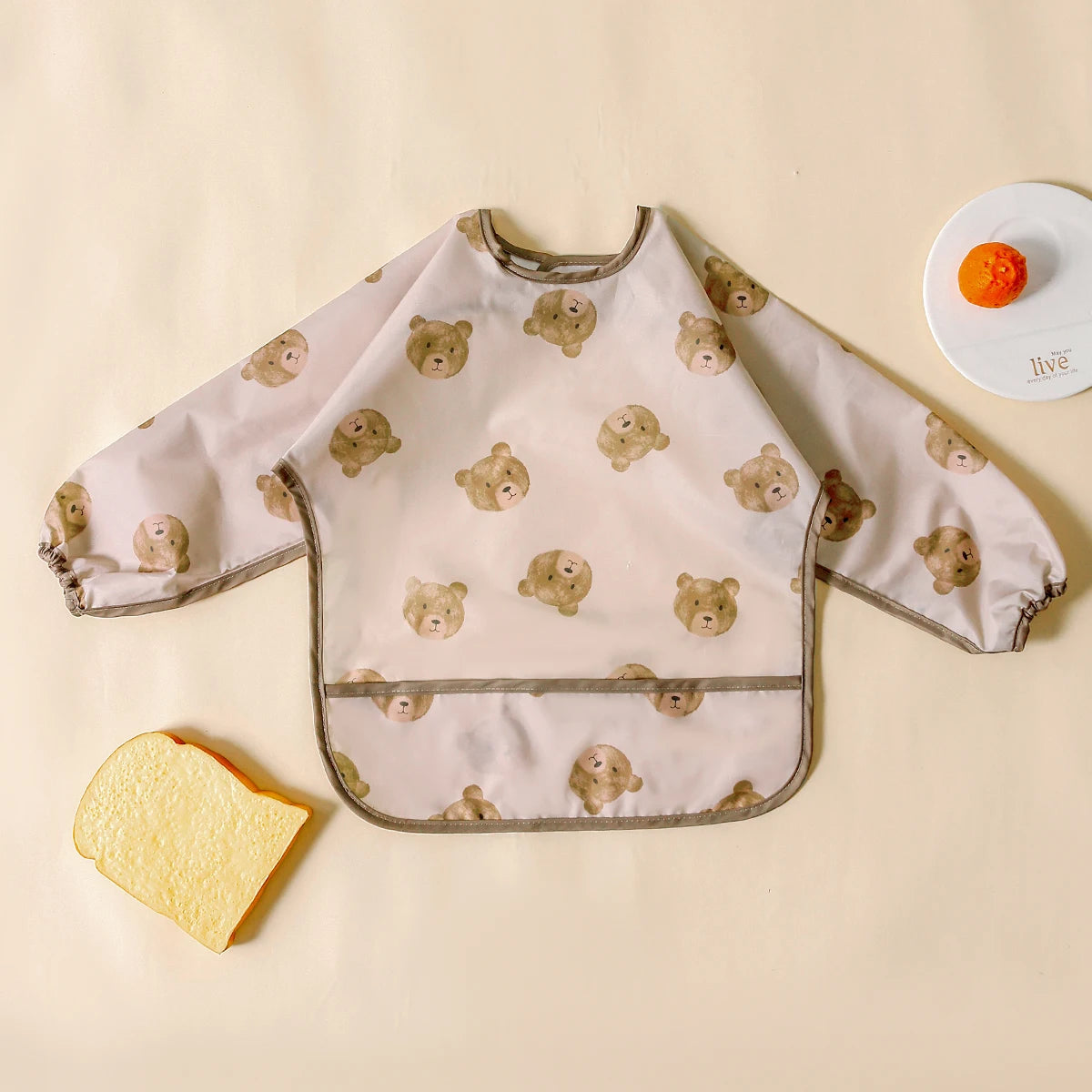 Long Sleeve Baby Bib – Waterproof Washable Feeding Bib for Toddlers