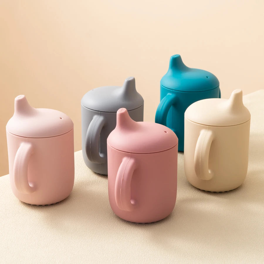 Silicone Baby Training Cup with Handle – 180ml Infant Drinking Cup