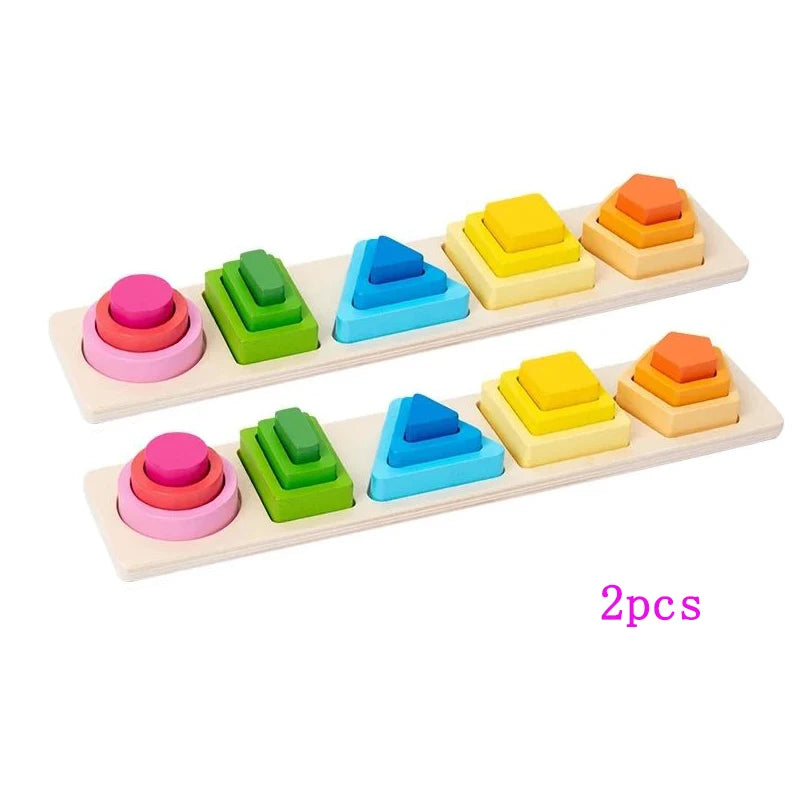 Wooden Sorting and Stacking Toy, Montessori Color & Shape Learning