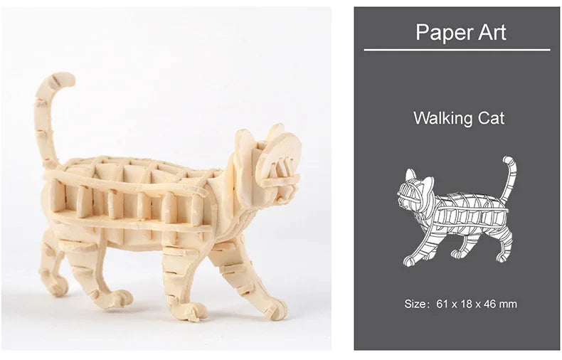 3D Wooden Animal Puzzle – DIY Assembly Model Kit