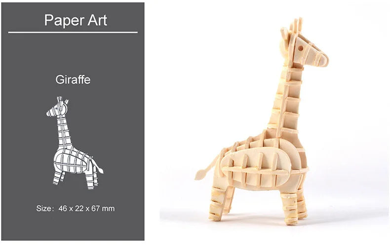 3D Wooden Animal Puzzle – DIY Assembly Model Kit