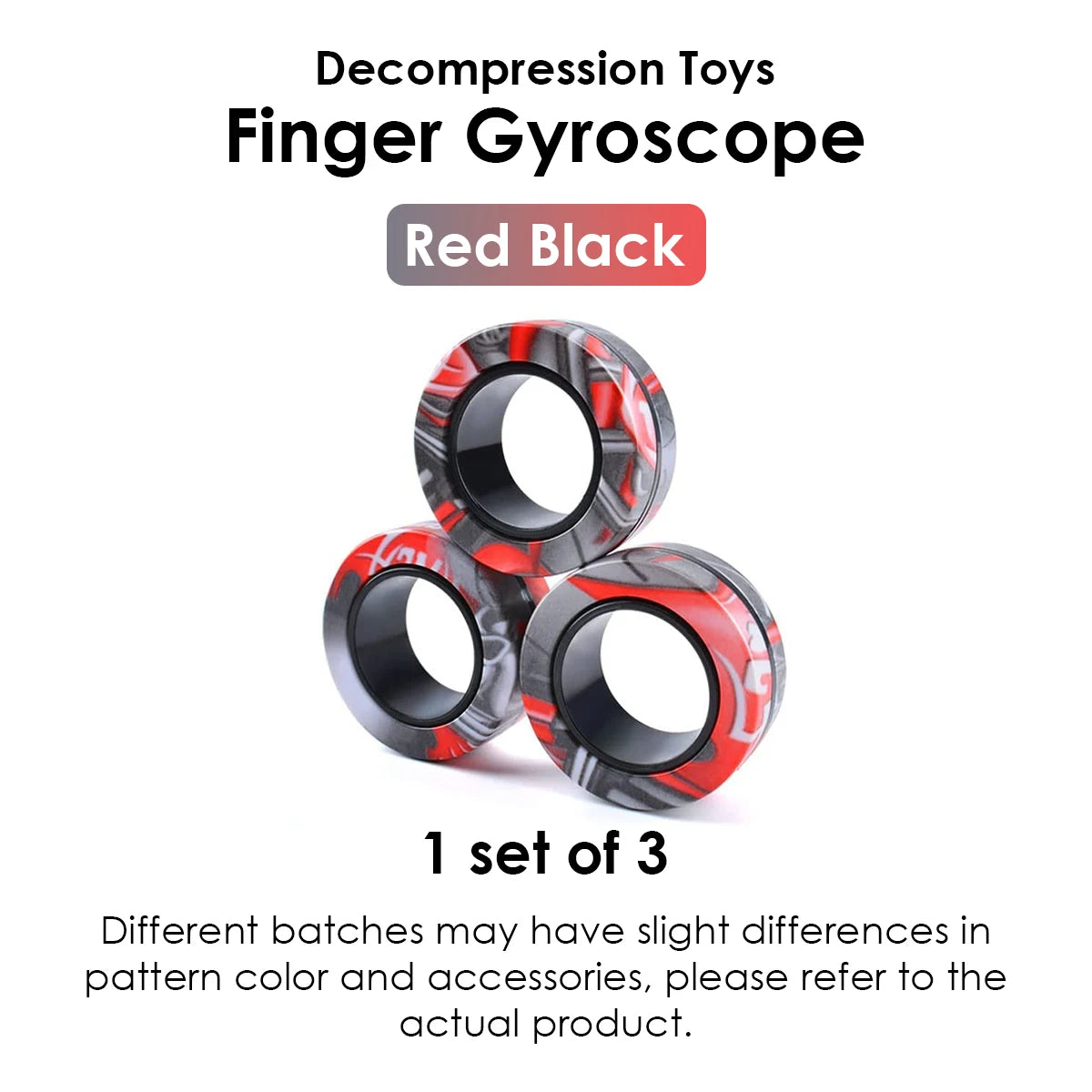 3PCS Magnetic Fidget Rings – Spinner Sensory Toy Set