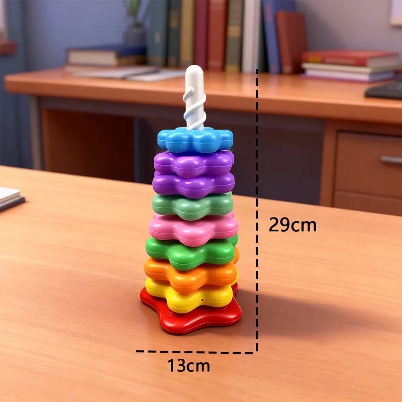 Montessori Stacking Toy – Rotating Rainbow Educational Learning Toy