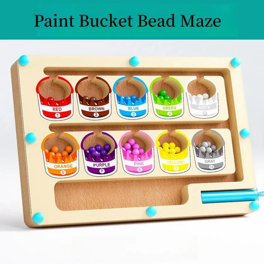 Magnetic Color Sorting Maze Wooden Number Puzzle Toy