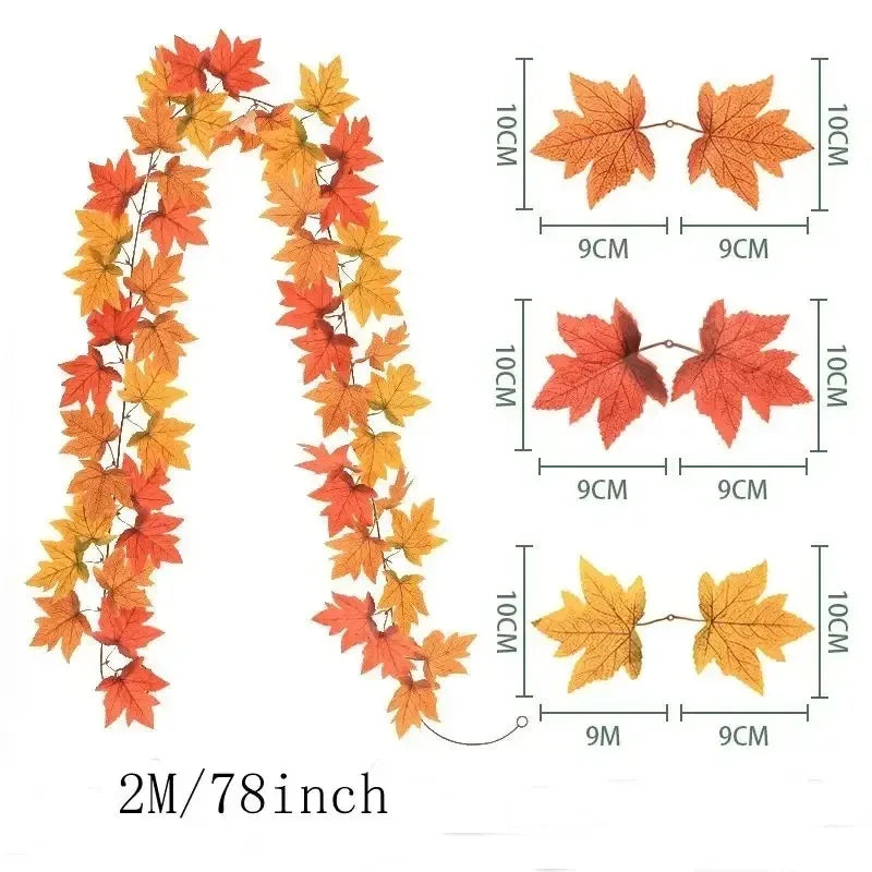 Artificial Maple Leaf Wreath – 200CM Autumn Hanging Decor