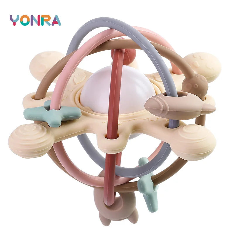Baby Teething Toy Silicone Sensory Rattle for Infants 0-36 Months