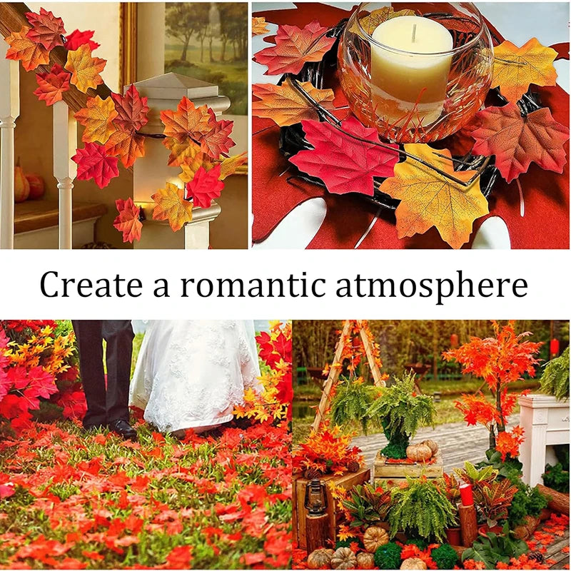 Artificial Maple Leaves Silk Fall Leaf Decorations for Home & Party