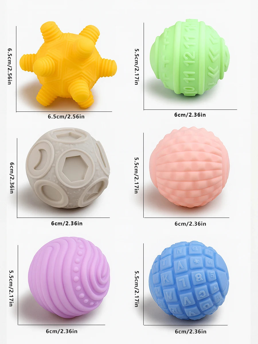 Baby Sensory Balls – 6-Piece Montessori Teething & Grasping Toy Set