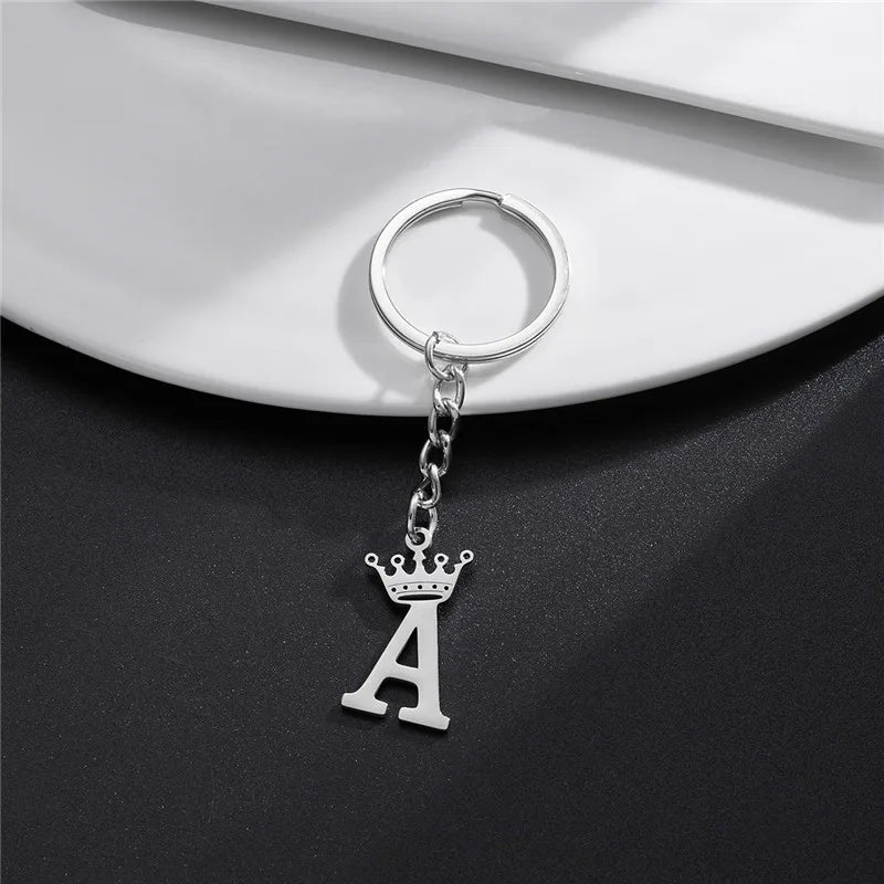 Initial Letter Keychain – Stainless Steel Alphabet Key Ring