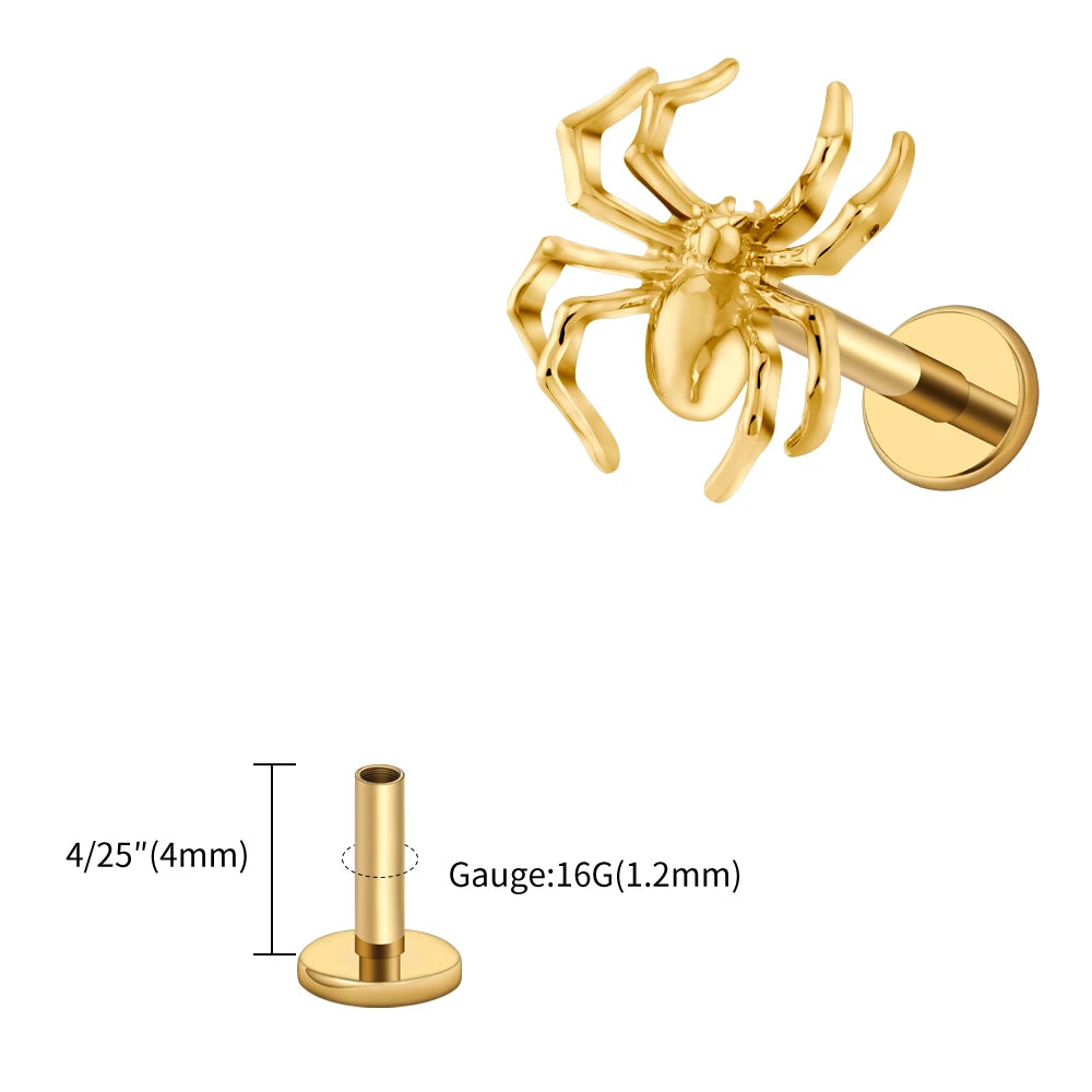 Titanium Labret Stud Spider Lip Tragus Cartilage Helix Piercing