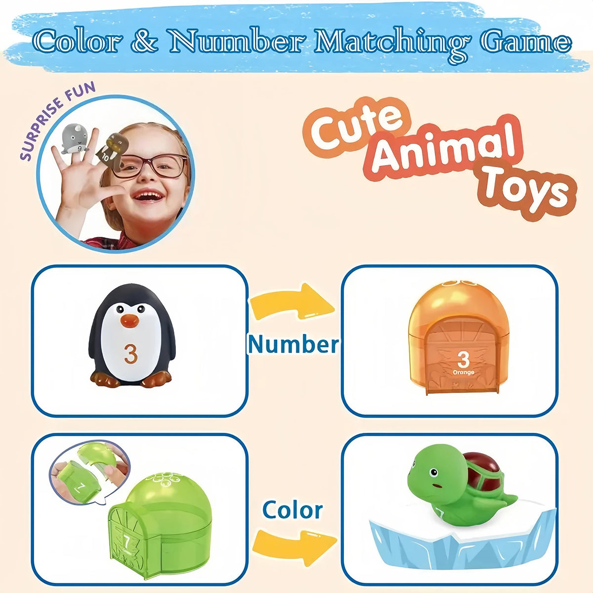 Montessori Train Set Farm Counting Sorting Matching Toy for Toddlers
