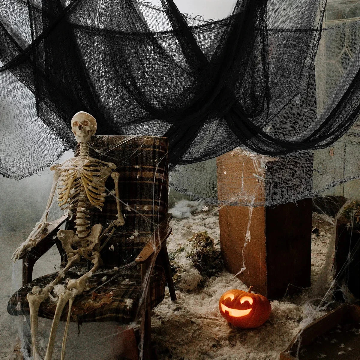 Halloween Spider Web Decoration – Black Gauze Artificial Web