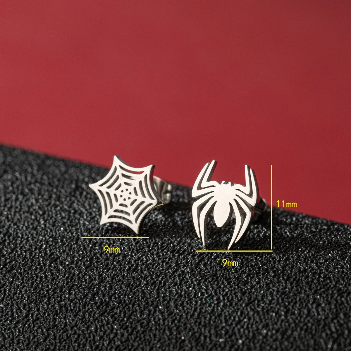 Halloween Bat Spider Earrings – Black Stainless Steel Punk Jewelry