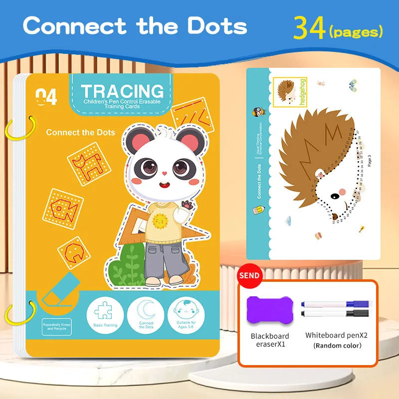 Reusable Tracing Workbook for Kids – Drawing & Writing Practice