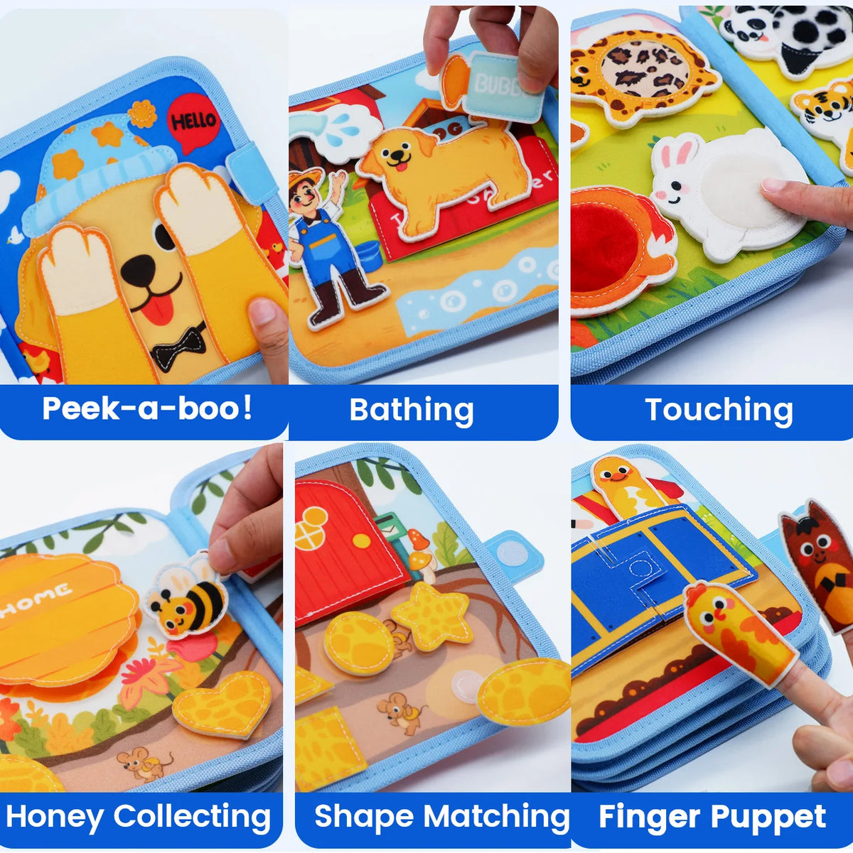 Farm Busy Book for Toddlers, Montessori Sensory & Fine Motor Toy