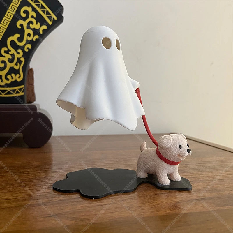 Ghost LED Night Light with Dog Figure, Warm Light Desk Lamp