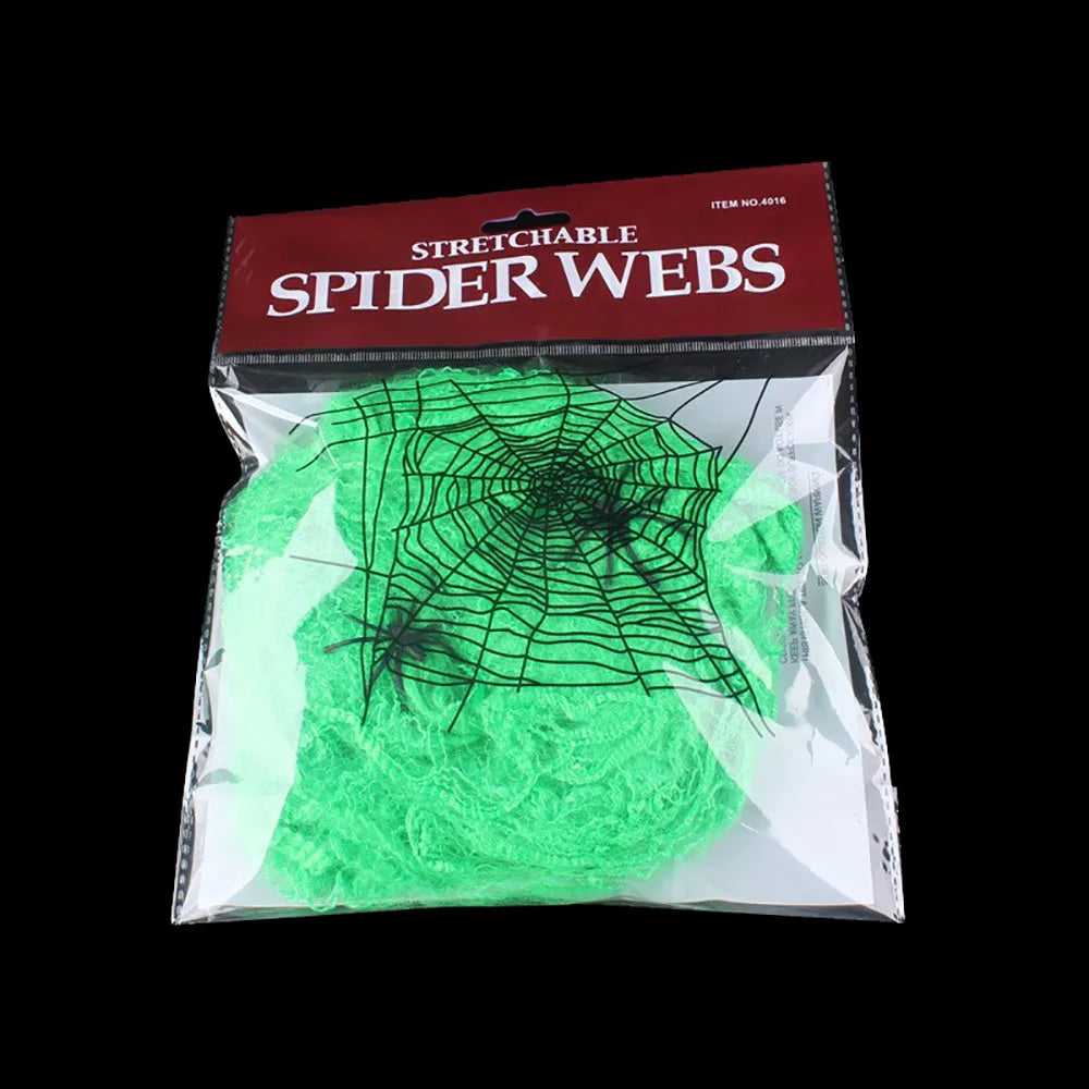 Halloween Spider Web Decoration – Stretchy Cobweb with Spider