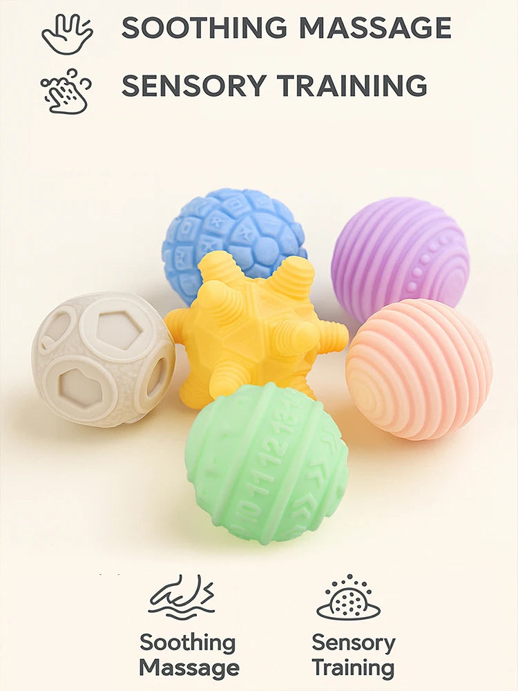Baby Sensory Balls – 6-Piece Montessori Teething & Grasping Toy Set