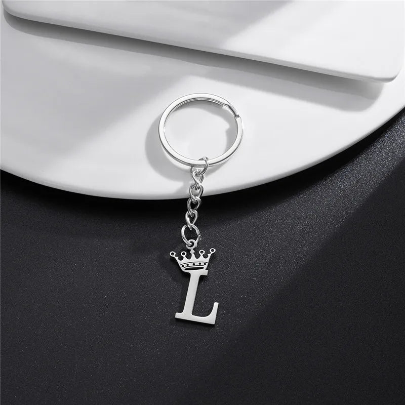 Initial Letter Keychain – Stainless Steel Alphabet Key Ring