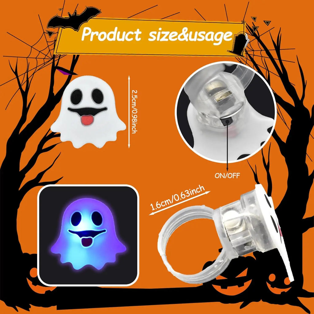 Halloween Glow Rings – LED Pumpkin & Ghost Finger Rings