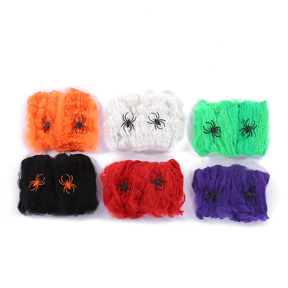 Halloween Spider Web Decoration – Stretchy Cobweb with Spider
