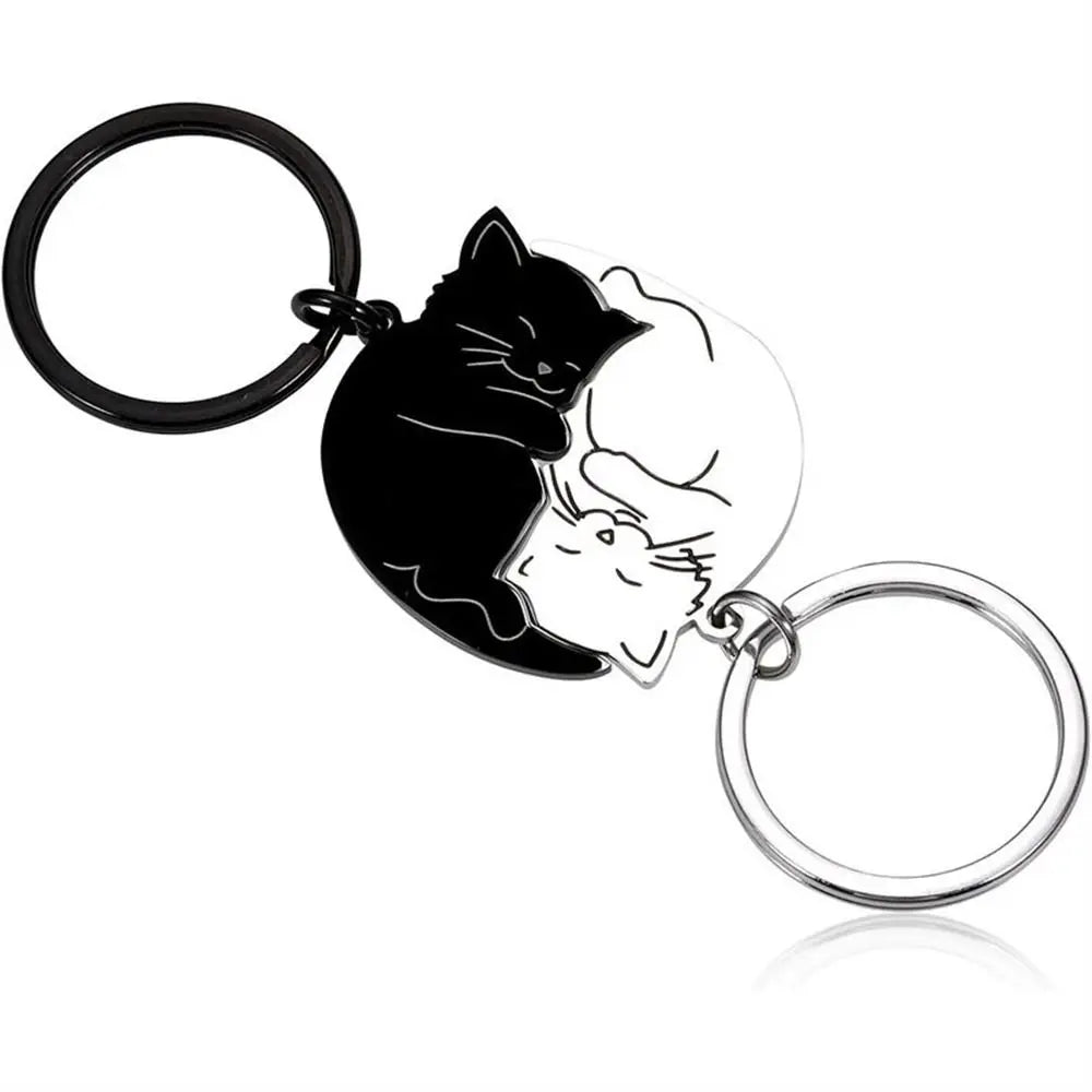 Matching Cat Keychains, 2-Piece Cat Key Ring Set for Couples