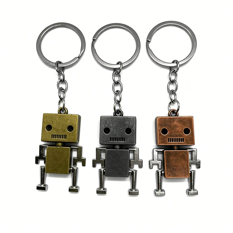 Robot Keychain – Retro Movable Metal Key Ring
