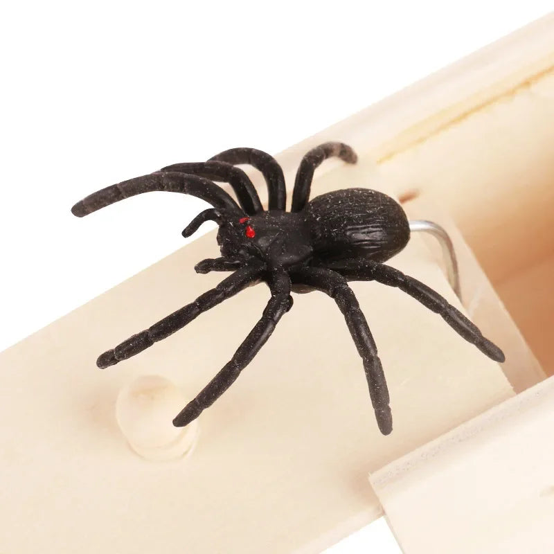Spider Prank Toy Wooden Box Halloween Joke Surprise Prop