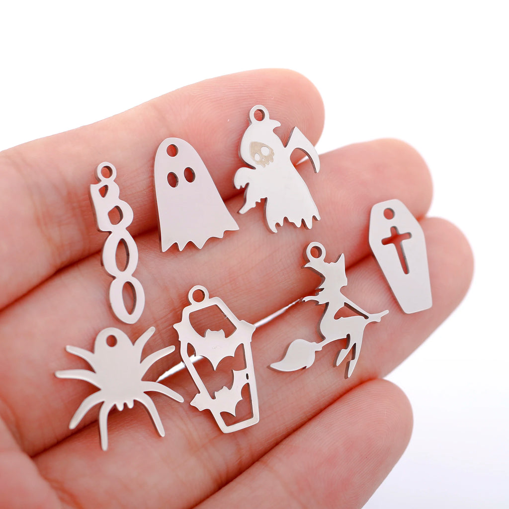 Halloween Charm Pendants Skull Pumpkin Bat Witch Jewelry