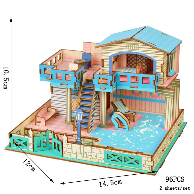 3D Wooden Puzzle Retro Campervan DIY Model Building Toy