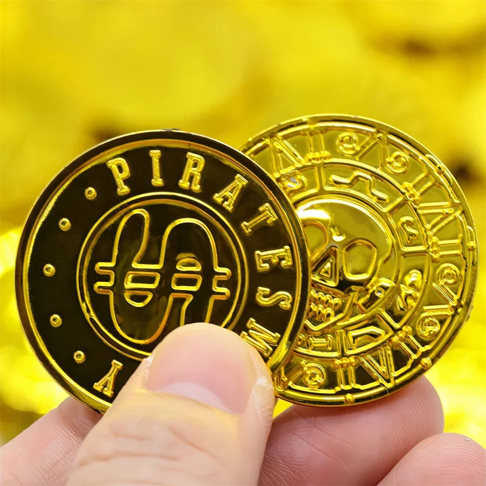 Pirate Treasure Coins, Plastic Fake Gold Coins for Party Favors