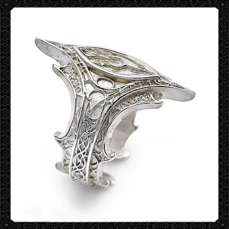 Gothic Cross Ring – Vintage Silver Tone Cocktail Ring