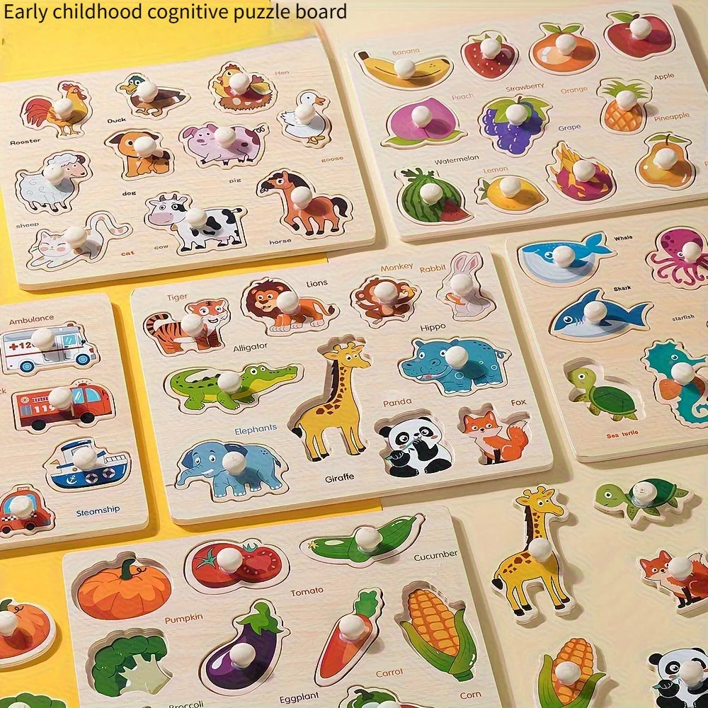 Montessori Shape Puzzle, Wooden Geometry Shape Matching Board