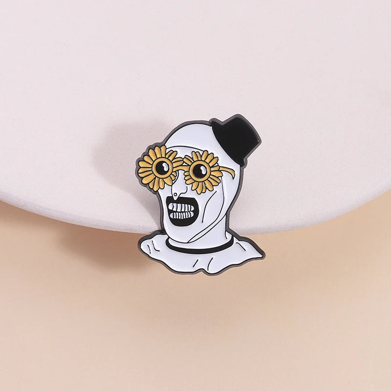 Horror Clown Enamel Pin Sunflower Sunglasses