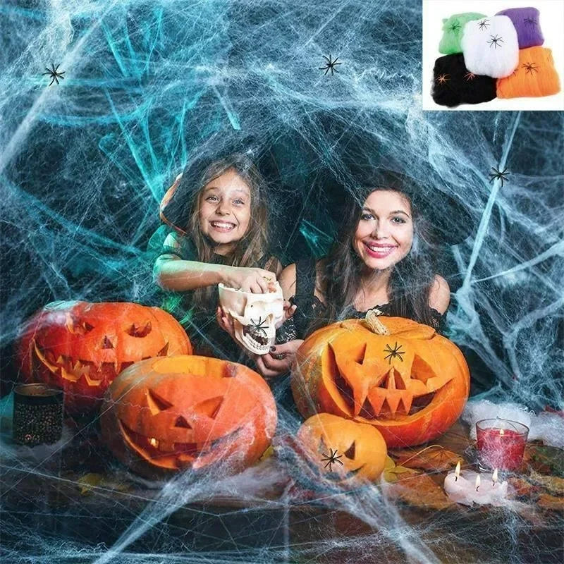 Halloween Spider Web Decoration – Stretchy Cobweb Party Decor