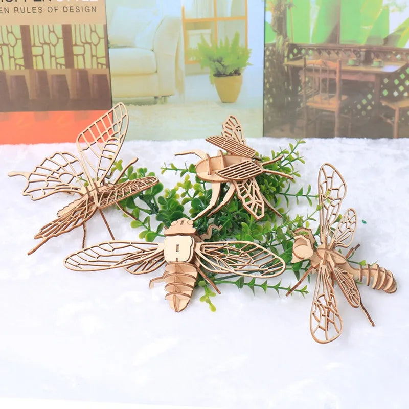 Wooden Insect Puzzle 3D Animal Assembly Educational Toy