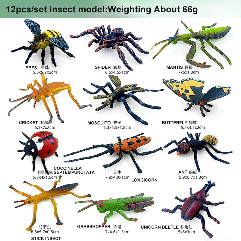 12-Piece Insect Animal Figures Set