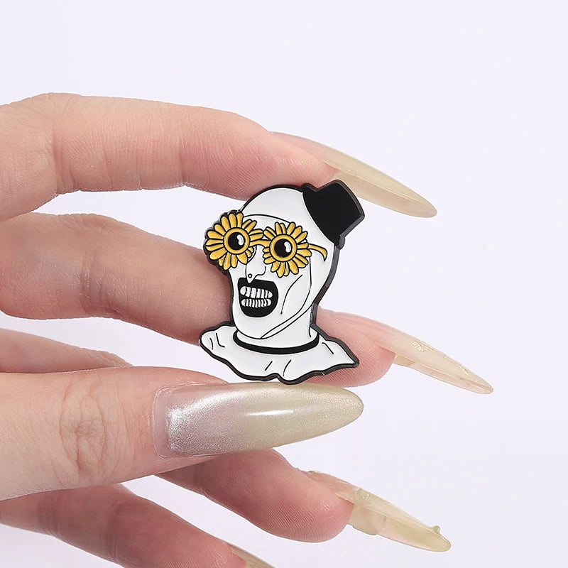Horror Clown Enamel Pin Sunflower Sunglasses