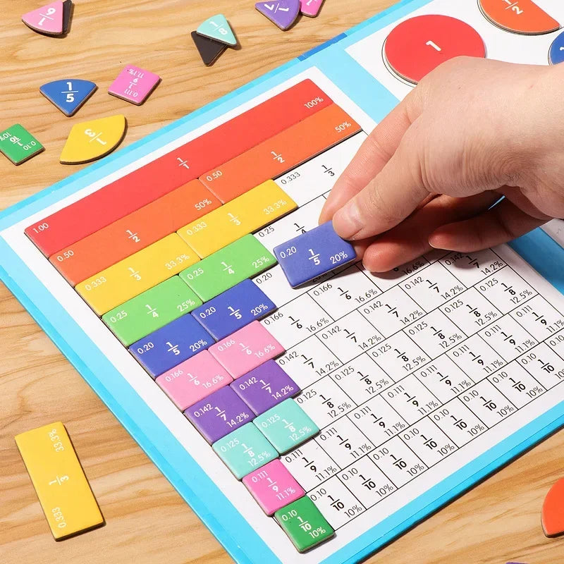 Magnetic Fraction Book Wooden Montessori Math Learning Toy for Kids