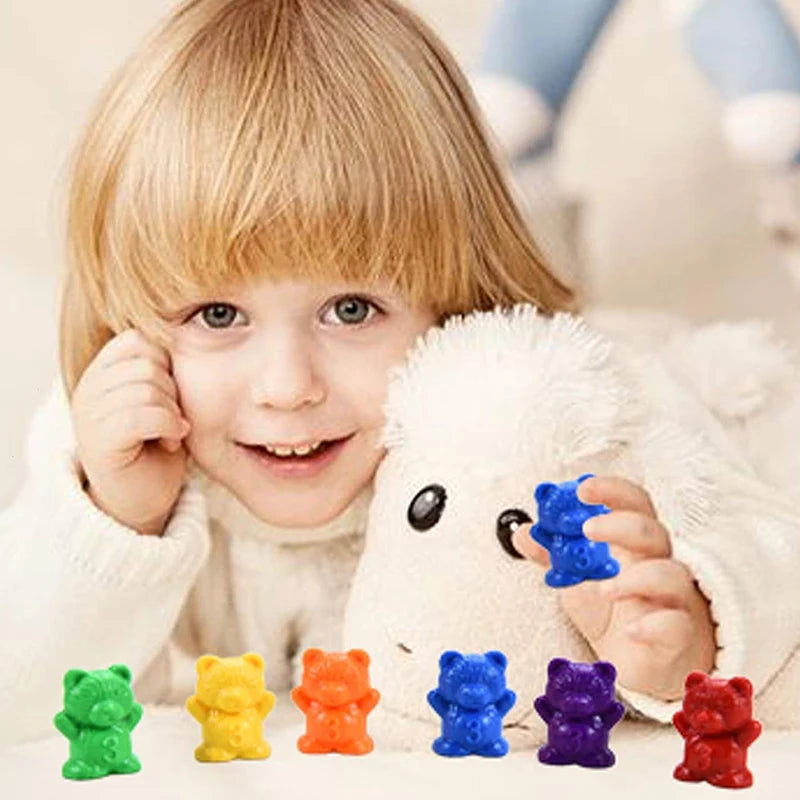 Counting Bears Sorting Toy with Bowls & Tweezers for Preschool Learning