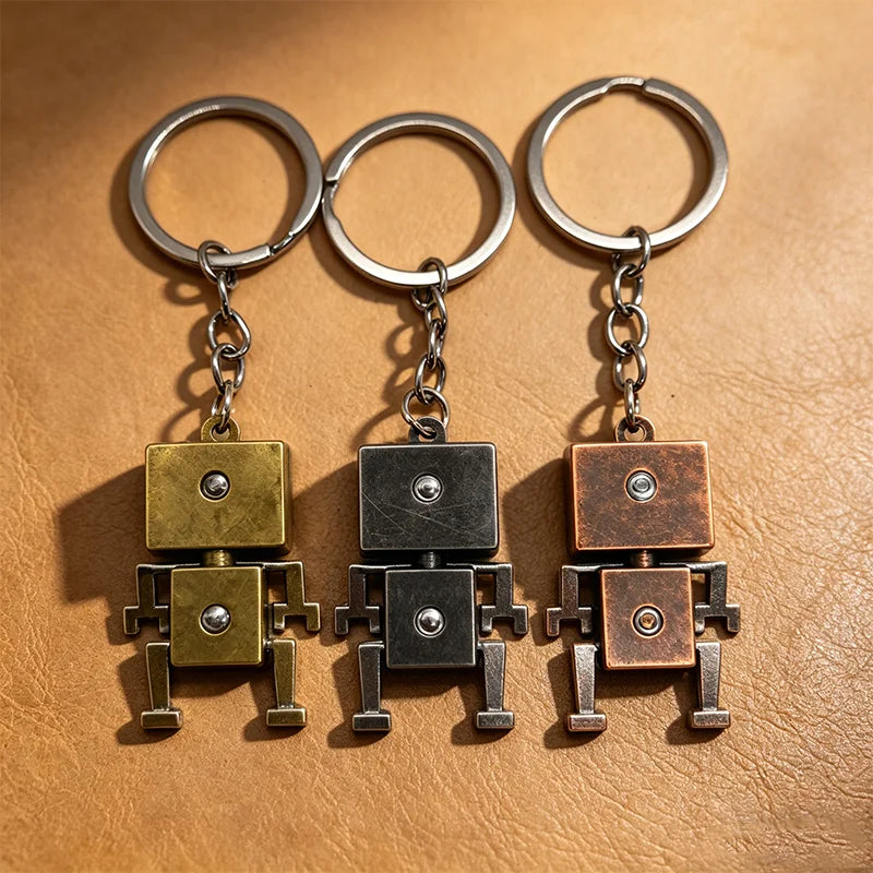 Robot Keychain – Retro Movable Metal Key Ring
