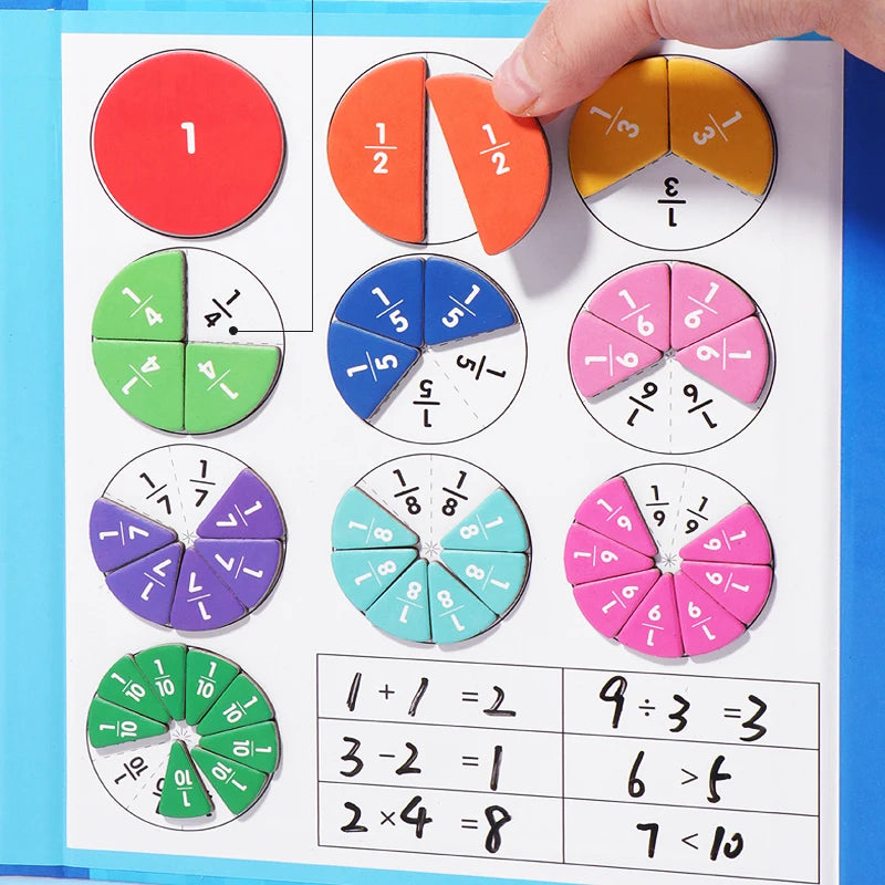 Magnetic Fraction Learning Toy, Wooden Math Teaching Set
