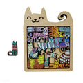 Wooden Cat Puzzle Irregular Shape Jigsaw Brain Teaser Toy