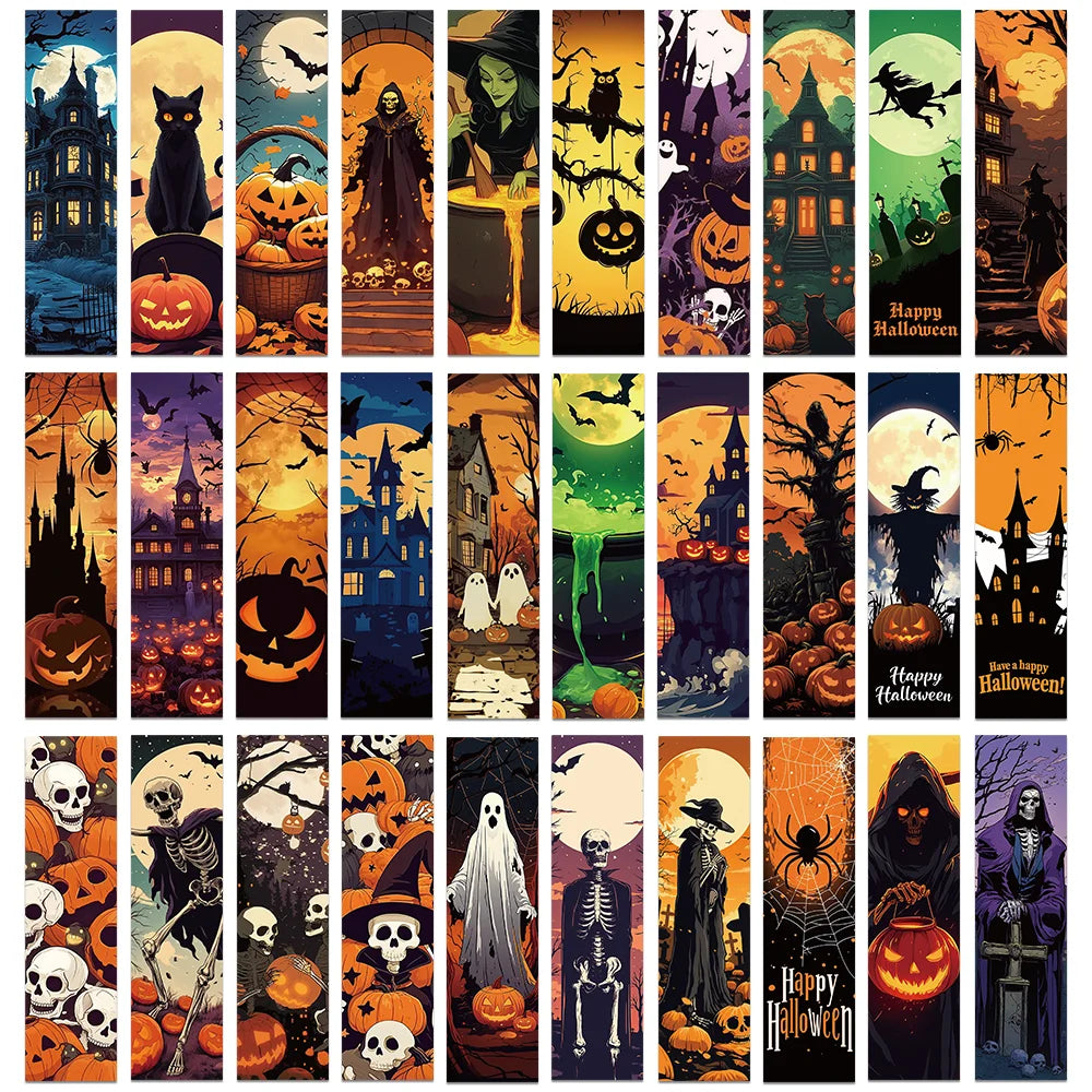 Halloween Bookmarks – 30-Piece Paper Reading Bookmarks Set
