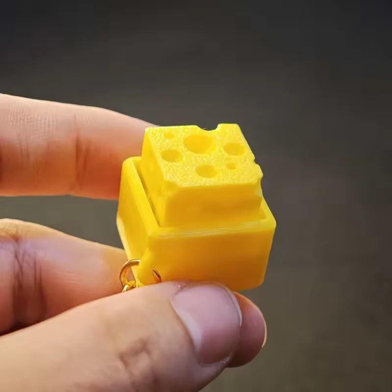 Mini Cheese Keychain Fidget – Clicker Stress Relief Keycap
