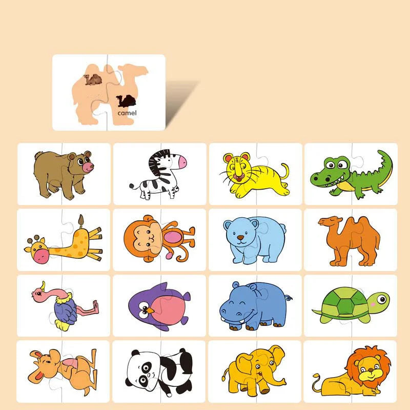 Montessori Puzzle Cards – 16-Piece Toddler Matching Game