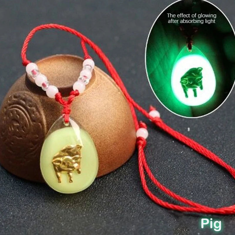 Glowing Gem Necklace Luminous Stone Halloween Pendant