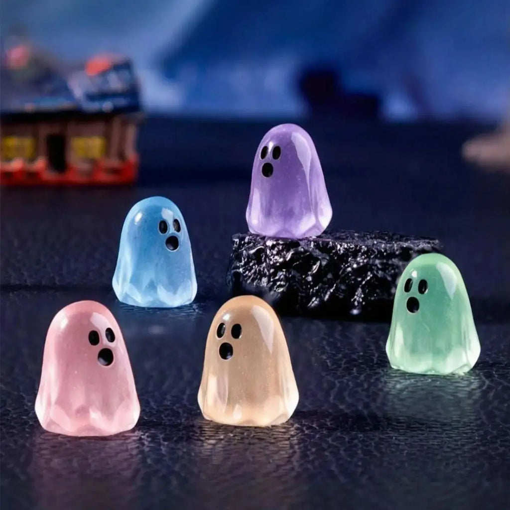 Glowing Ghost Figures, Mini Resin Halloween Figurines 5/10 Pcs